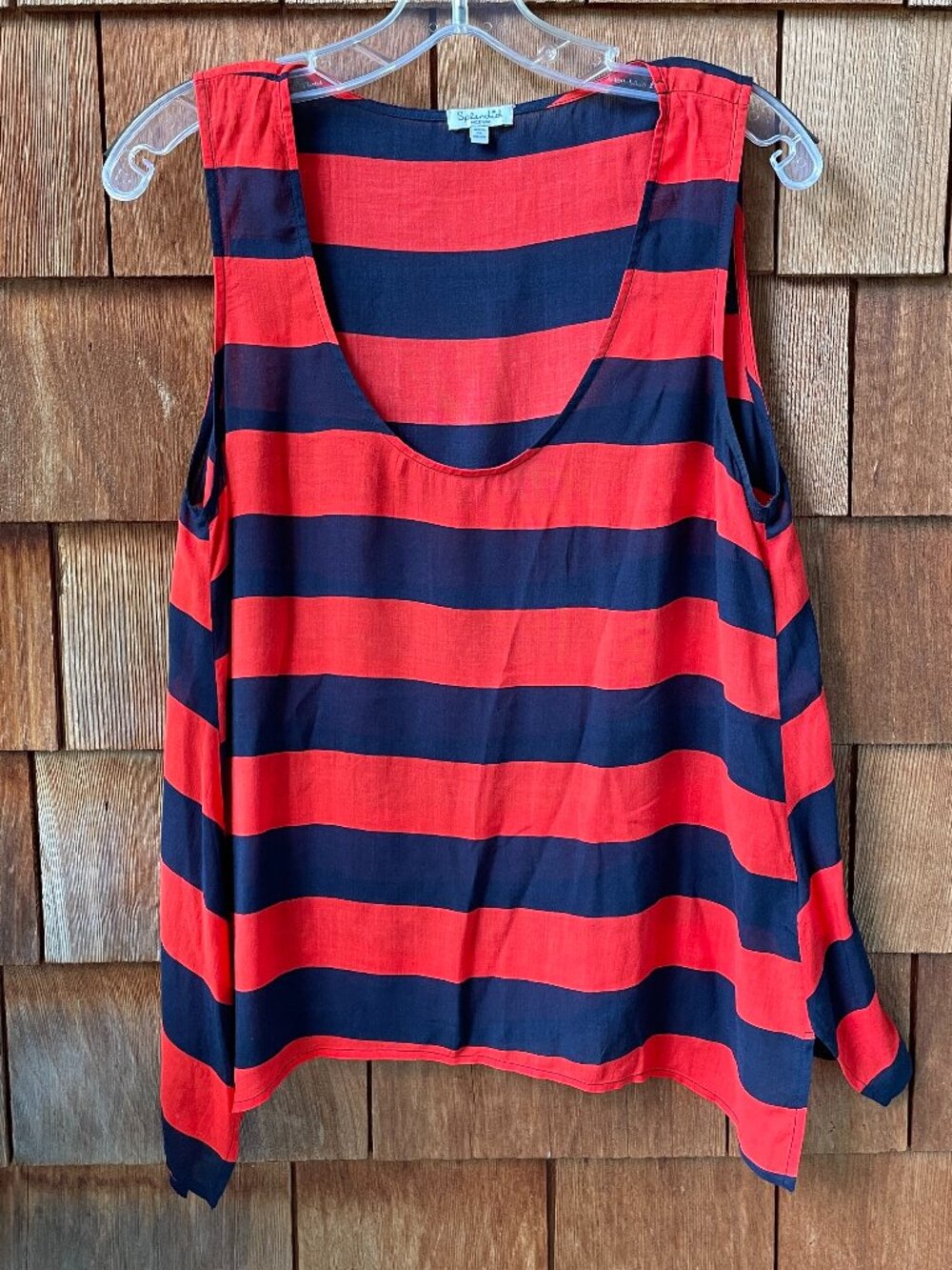 NWOT Splendid Navy Blue and Red Striped Sleeveless Tank in Women's Medium